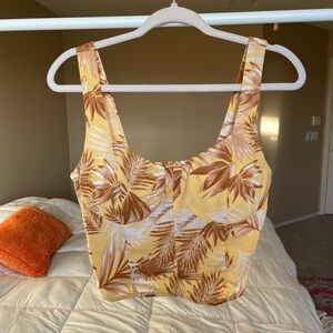 Boutique Tropical Plant Bustier Crop Top